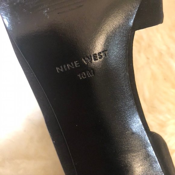 Nine West Black Satin Evening Event Prom Heels - Picture 4 of 7